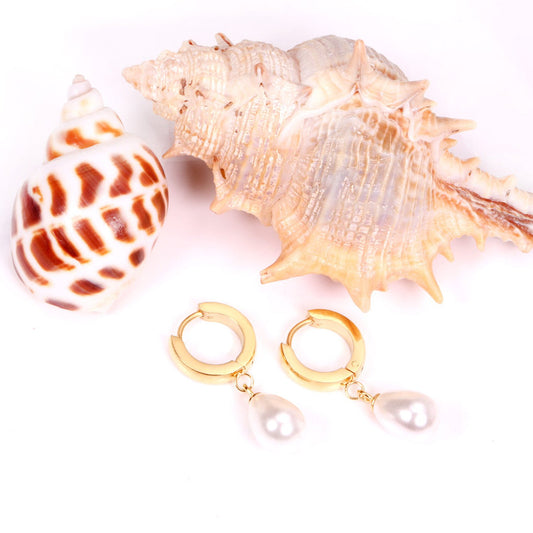 ZANORA  - Drop Dangle White Pearl Earring