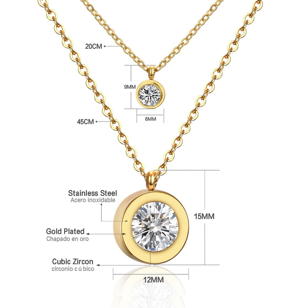 ZANORA Double Glow - Round Cubic Zirconia Necklace