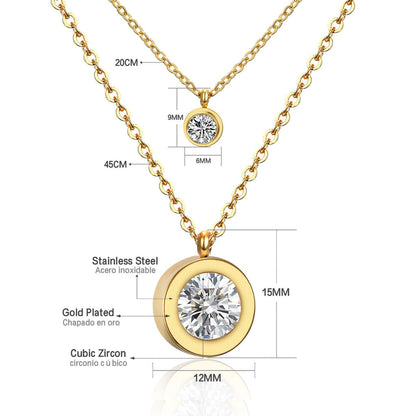 ZANORA Double Glow - Round Cubic Zirconia Necklace