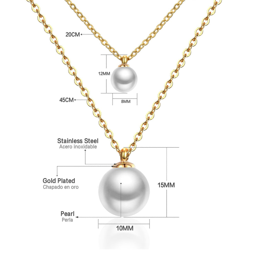 ZANORA  - Pearl Double Layered Pendant Necklace
