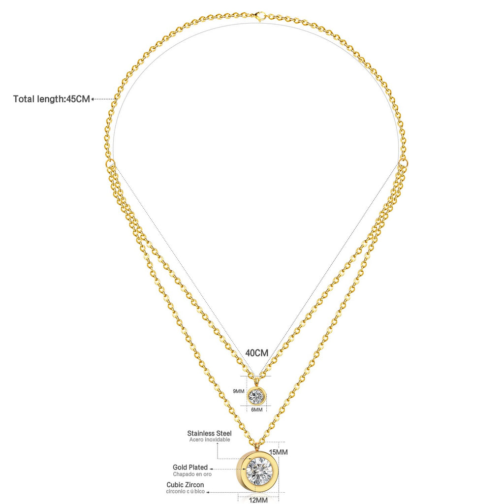 ZANORA Double Glow - Round Cubic Zirconia Necklace