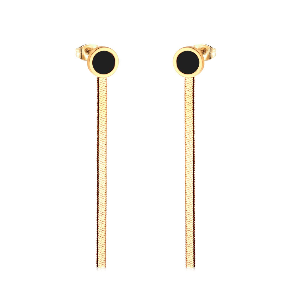 ZANORA  - Black Round Shell Drop & Dangle Earring