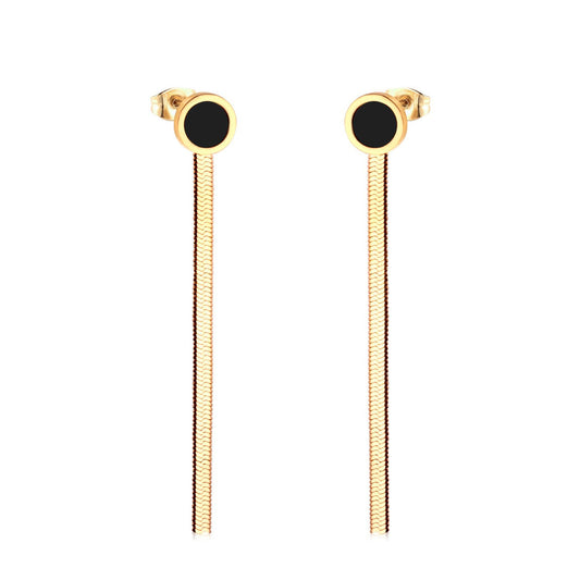 ZANORA  - Black Round Shell Drop & Dangle Earring