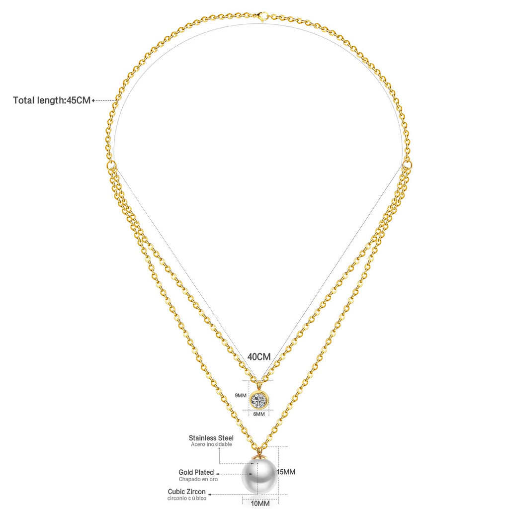 ZANORA  - Pearl Double Layered Pendant Necklace