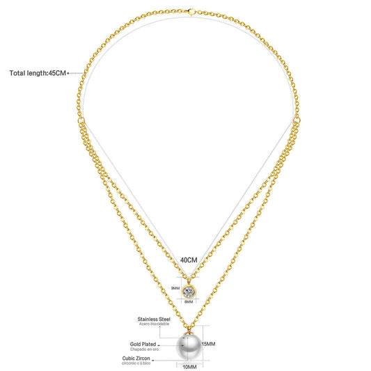 ZANORA  - Pearl Double Layered Pendant Necklace