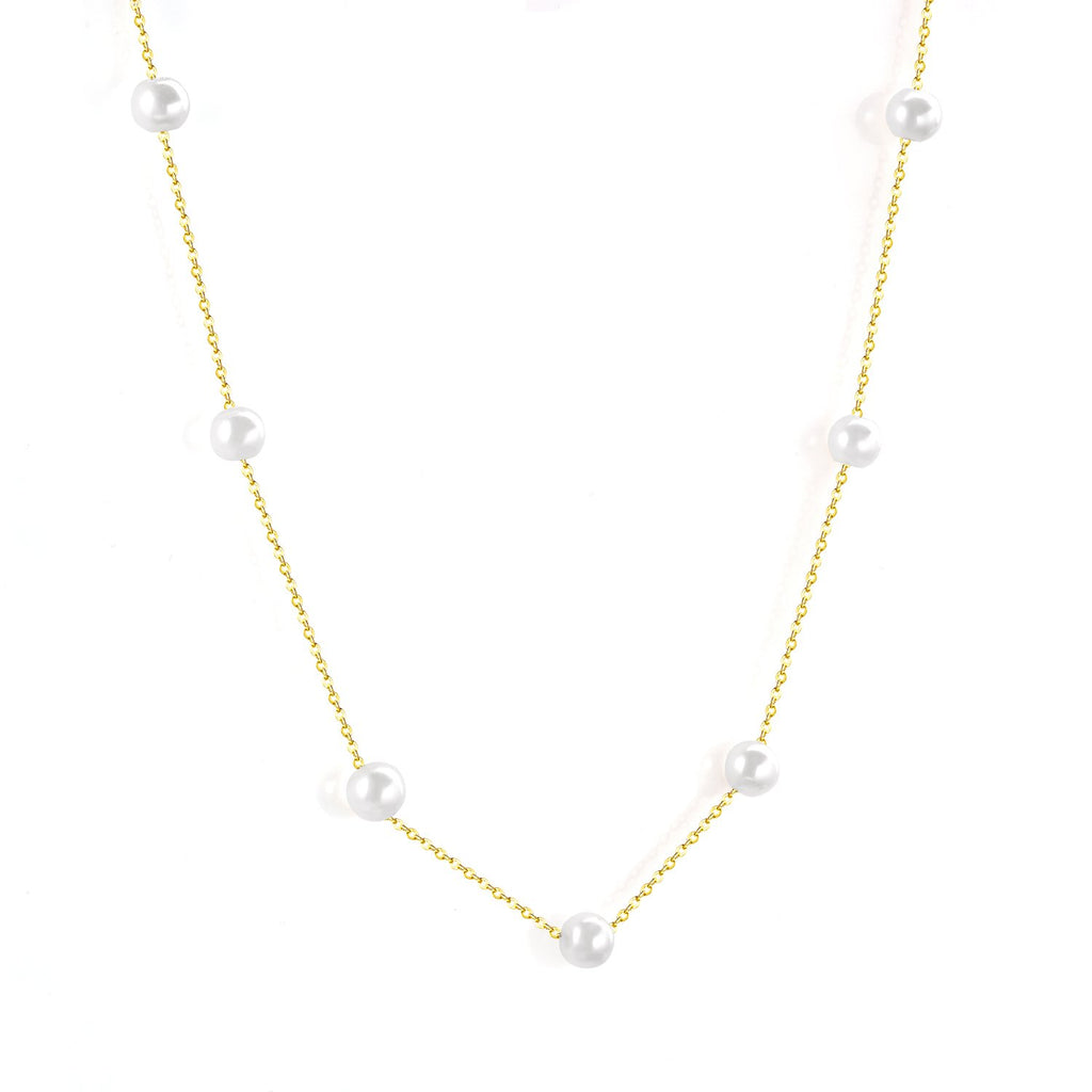 ZANORA - Gold Pearl Pendant Link Necklace