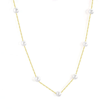 ZANORA - Gold Pearl Pendant Link Necklace