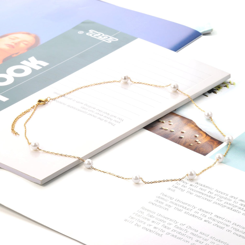 ZANORA - Gold Pearl Pendant Link Necklace