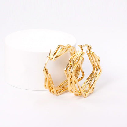 ZANORA  - Multilayered Square Hoop Earring