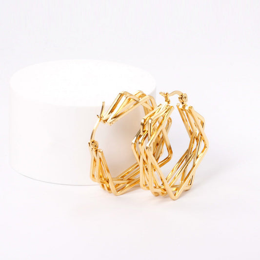 ZANORA  - Multilayered Square Hoop Earring