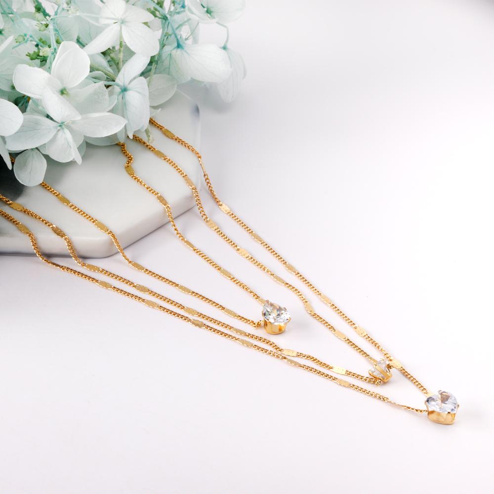 ZANORA  - Triple Layered Heart Shaped Pendant Necklace