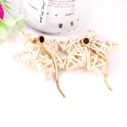 ZANORA  - Black Round Shell Drop & Dangle Earring