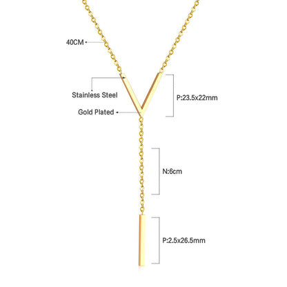 ZANORA  - Cuboid Letter V Pendant Necklace