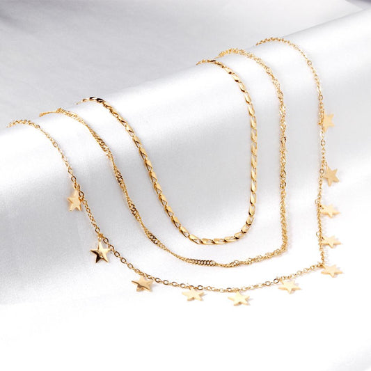 ZANORA  - Triple Layered Collar Statement Necklace