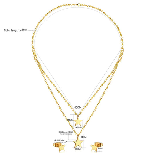 ZANORA Twin stars - Double Layered Star Jewelry Set