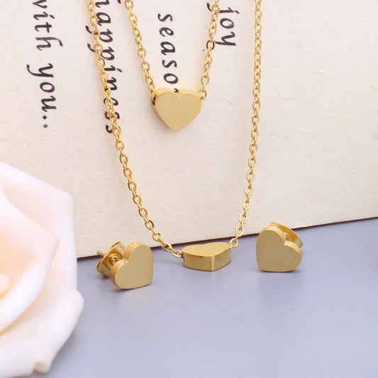 ZANORA Heartline - Multilayered Double Heart Jewelry Set