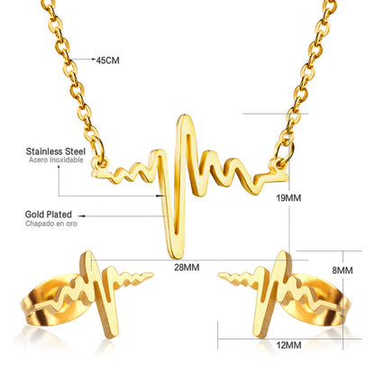 ZANORA Heartline - Current Shape Smooth/Frosted Cut Jewelry Set