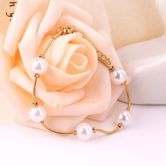 ZANORA - Adjustable White Pearl Bracelet