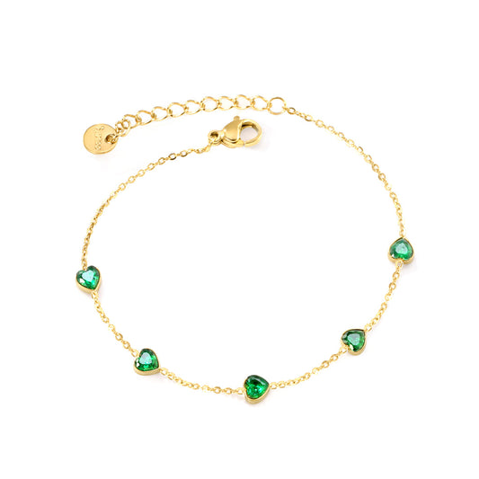 ZANORA - Heart Shaped Emerald Zirconia Bracelet
