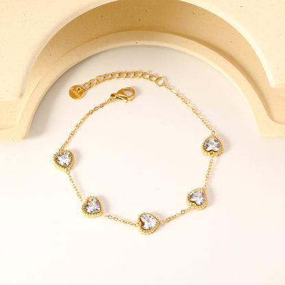 ZANORA - White Zirconia Heart Stone Bracelet