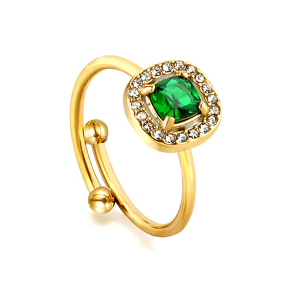 ZANORA - Square Green Diamond Ring