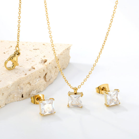 ZANORA - Square Zirconia Stone Jewelry Set