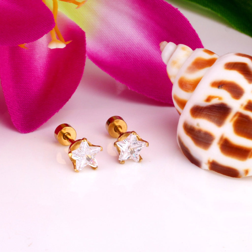 ZANORA - Star Screw Zirconia Stone Earring