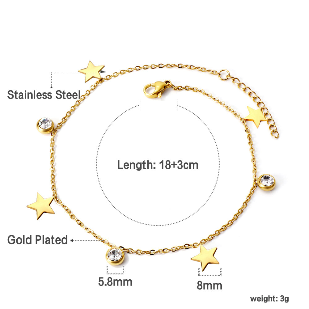ZANORA - 4 Stars + 3 Round Diamond Accessorie Bracelet