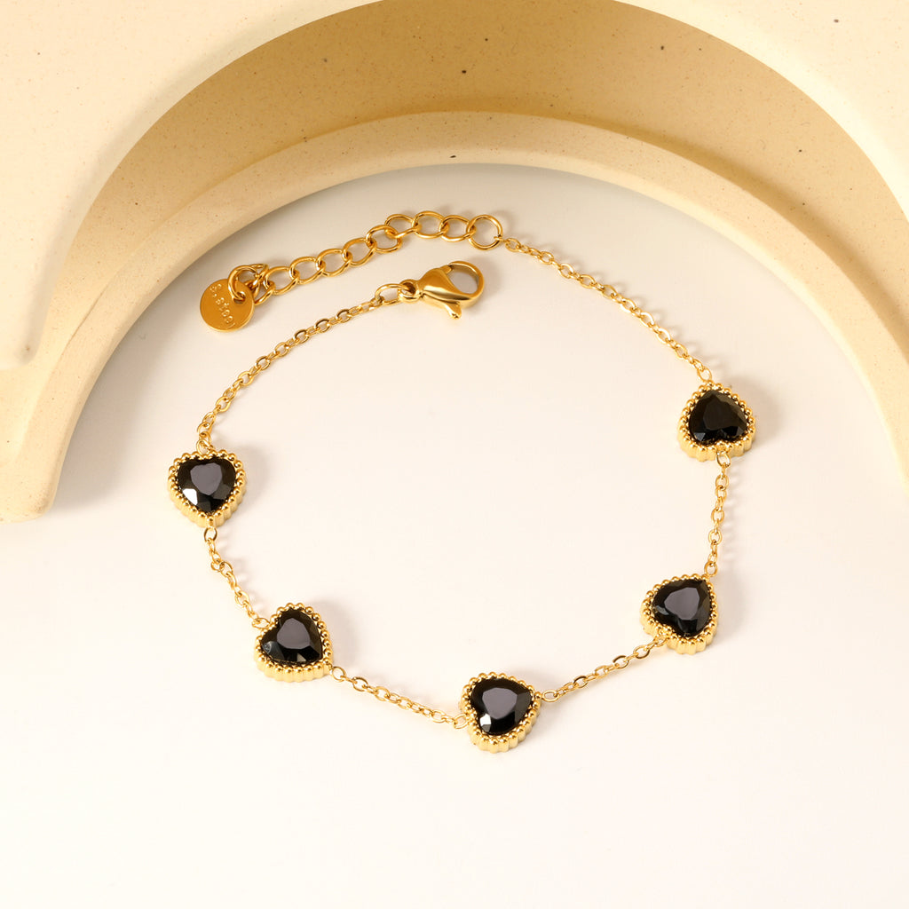 ZANORA - Black Zirconia Heart Bracelet