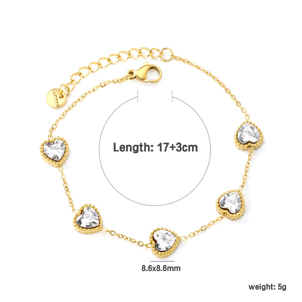 ZANORA - White Zirconia Heart Stone Bracelet