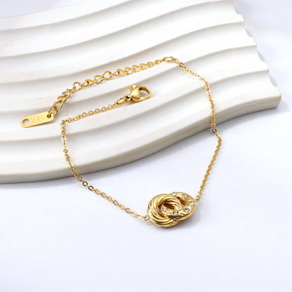 ZANORA- Double circle diamond pendant bracelet