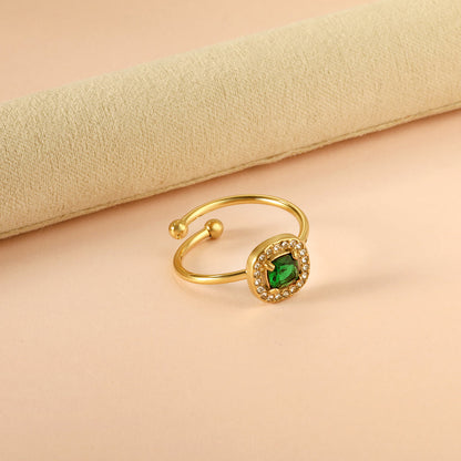 ZANORA - Square Green Diamond Ring