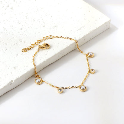 ZANORA - 3 Round White Half Pearls Bracelet