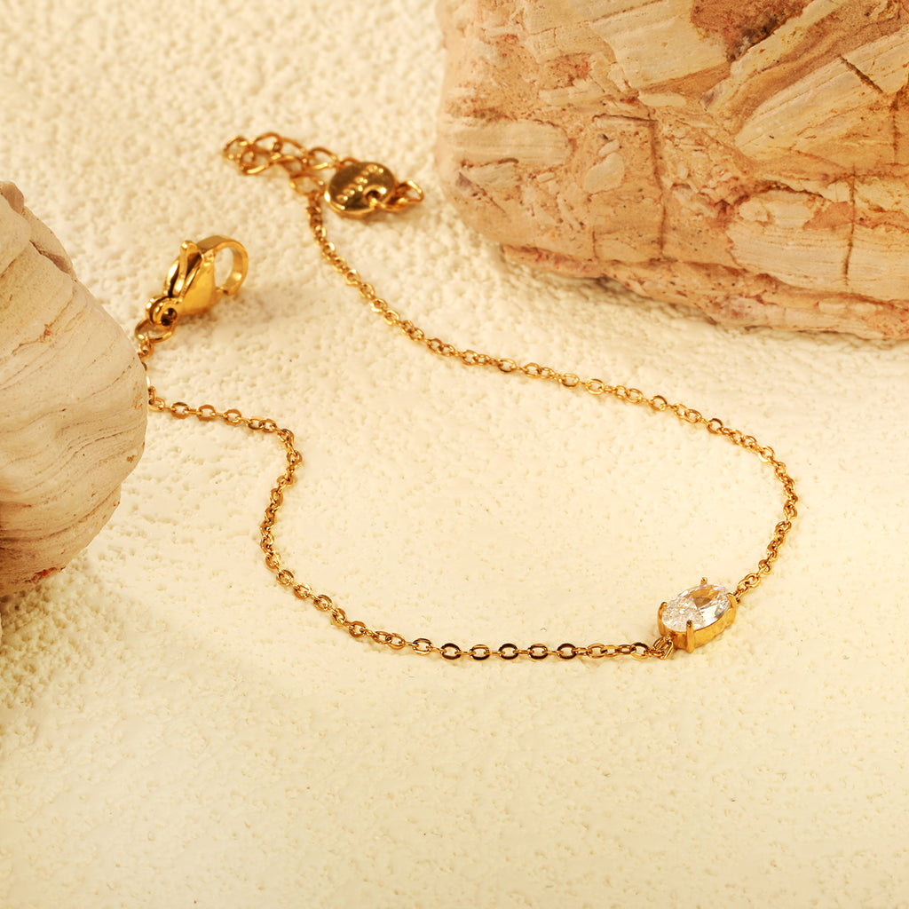 ZANORA- Oval White Zirconium Bracelet