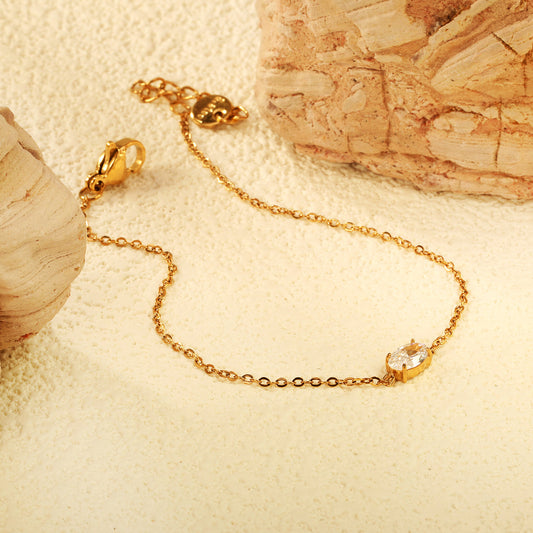 ZANORA- Oval White Zirconium Bracelet