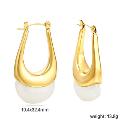 ZANORA - Oval Hoop White Pearl Earring