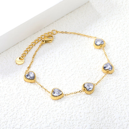 ZANORA - White Zirconia Heart Stone Bracelet