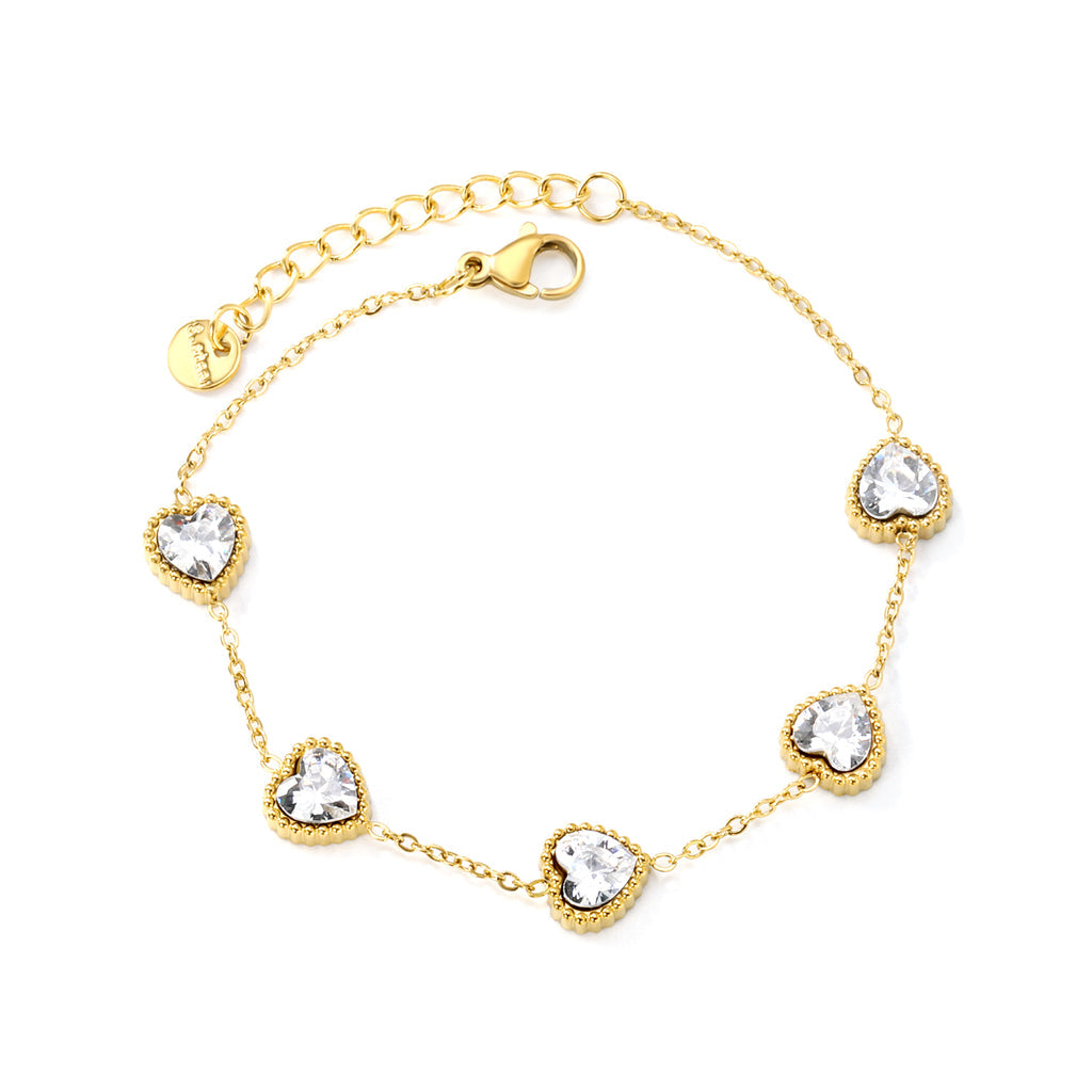 ZANORA - White Zirconia Heart Stone Bracelet