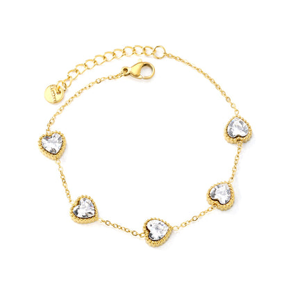 ZANORA - White Zirconia Heart Stone Bracelet