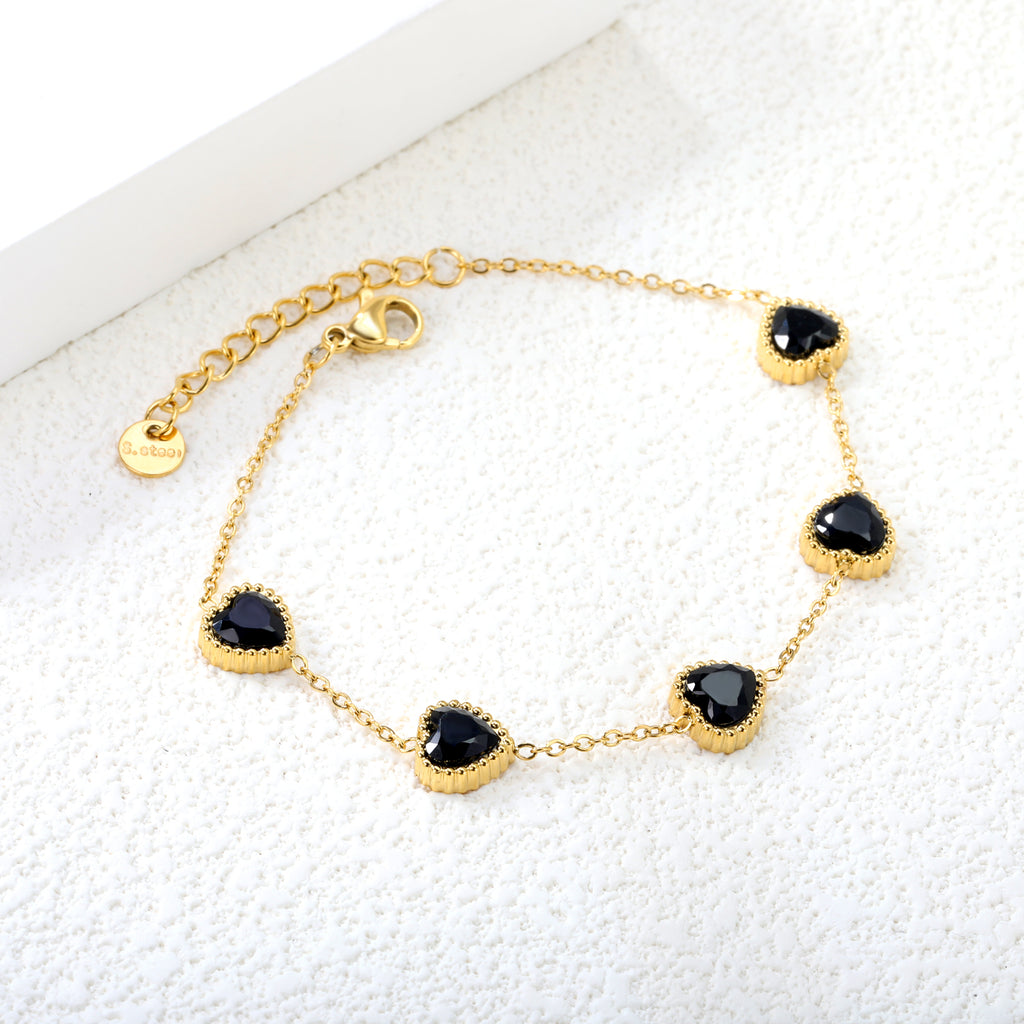 ZANORA - Black Zirconia Heart Bracelet