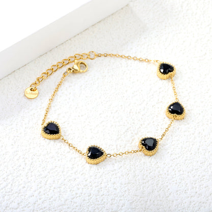 ZANORA - Black Zirconia Heart Bracelet