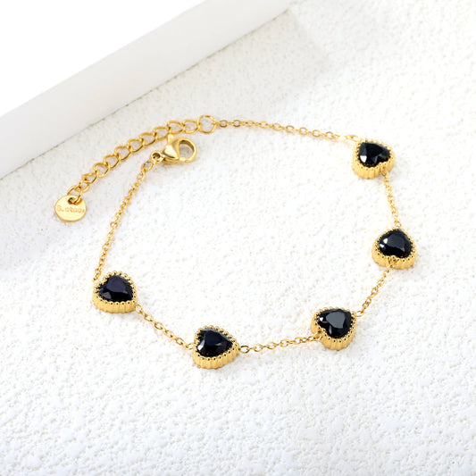 ZANORA - Black Zirconia Heart Bracelet