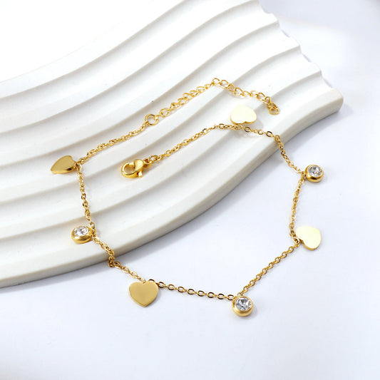 ZANORA - 4 Hearts + 3 Round Diamond Bracelet