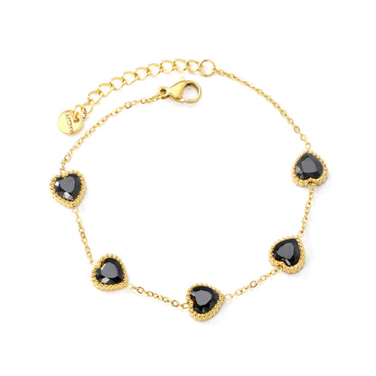 ZANORA - Black Zirconia Heart Bracelet