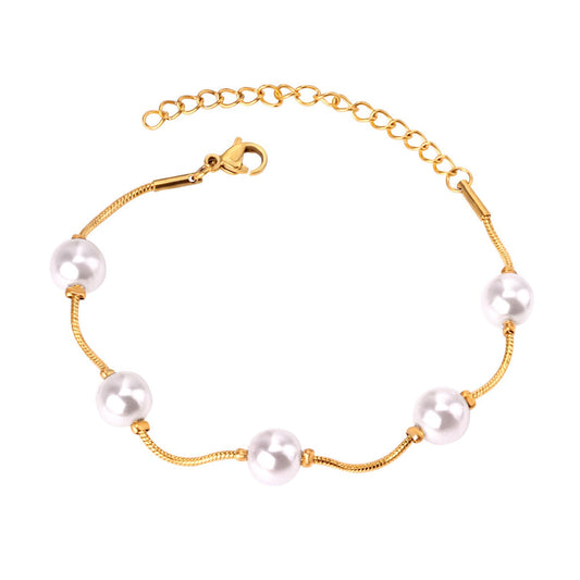 ZANORA - Adjustable White Pearl Bracelet
