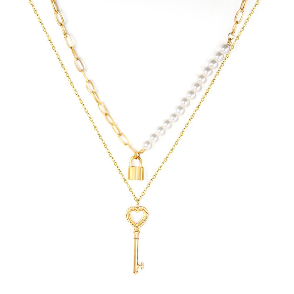 ZANORA - Key & Lock Double Pendant Necklace