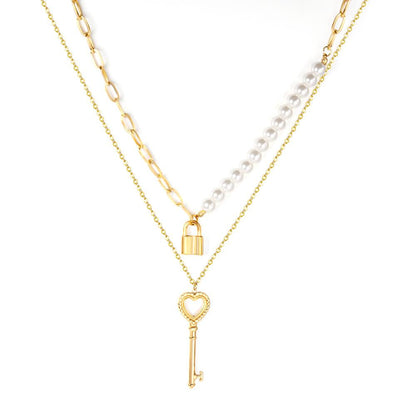 ZANORA - Key & Lock Double Pendant Necklace