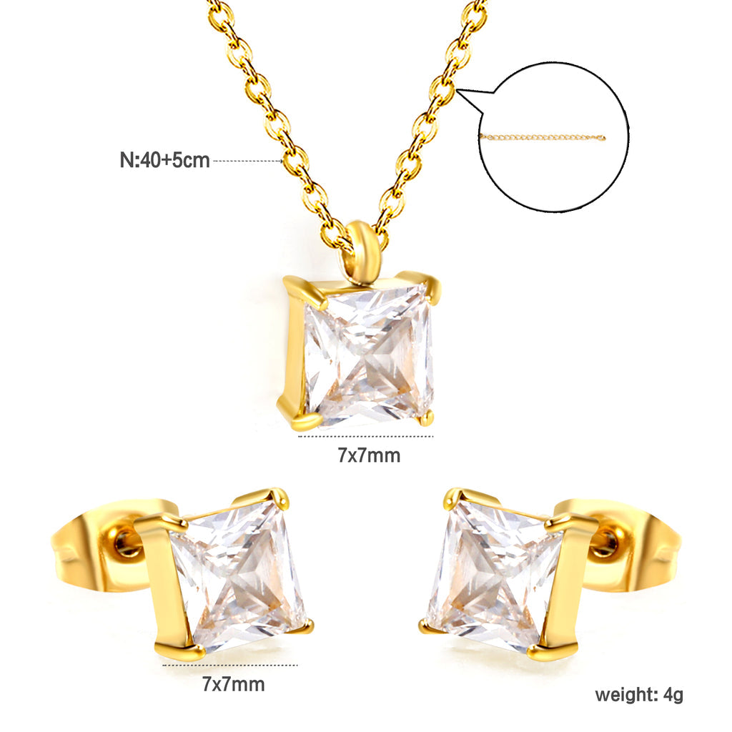 ZANORA - Square Zirconia Stone Jewelry Set