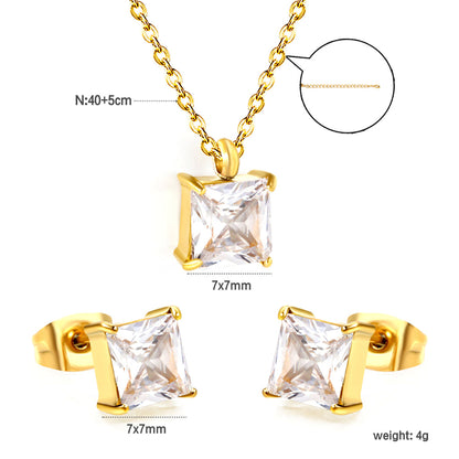ZANORA - Square Zirconia Stone Jewelry Set