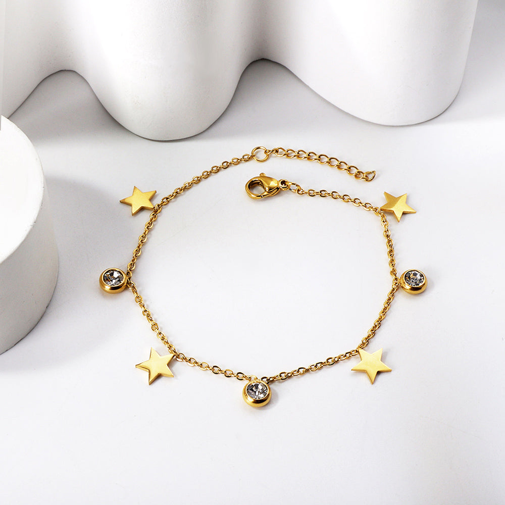 ZANORA - 4 Stars + 3 Round Diamond Accessorie Bracelet